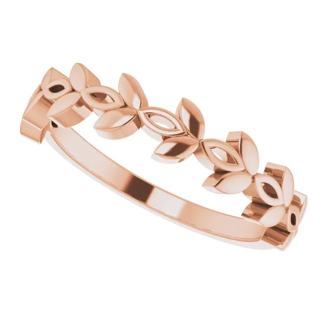 14K Rose Stackable Marquise Design Ring country style