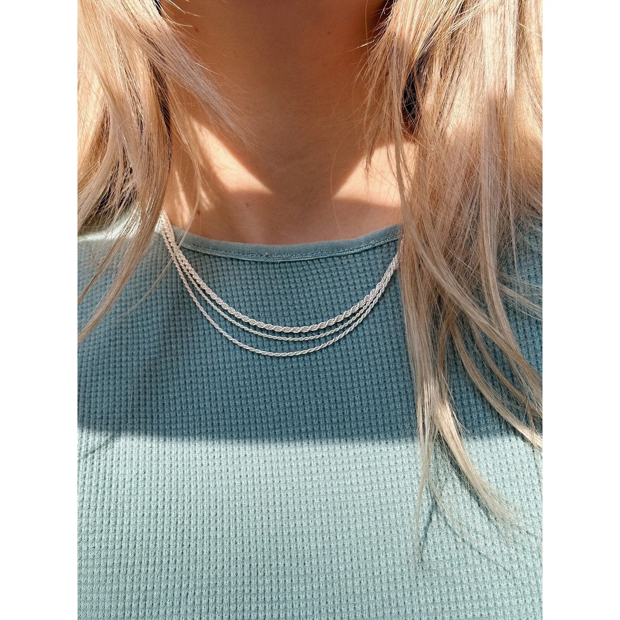 Fresh Detail Party Charm Adornment Sterling Silver French Rope Chain