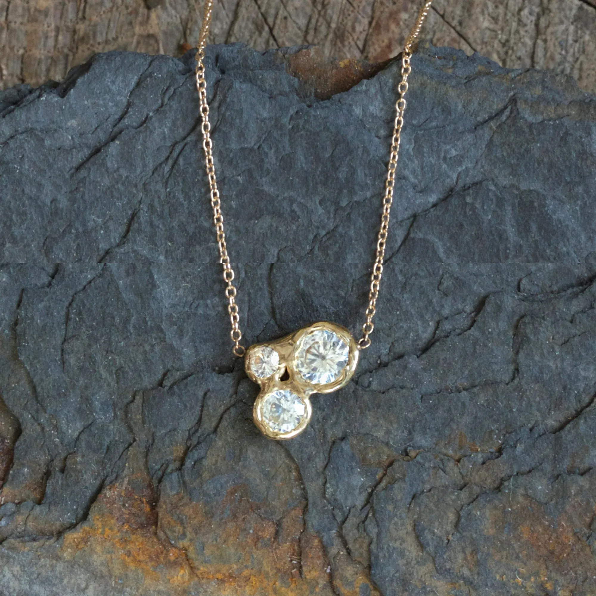 Constellation Pendant - 14k Gold   White Sapphires Modern Twist Shimmering Highlight