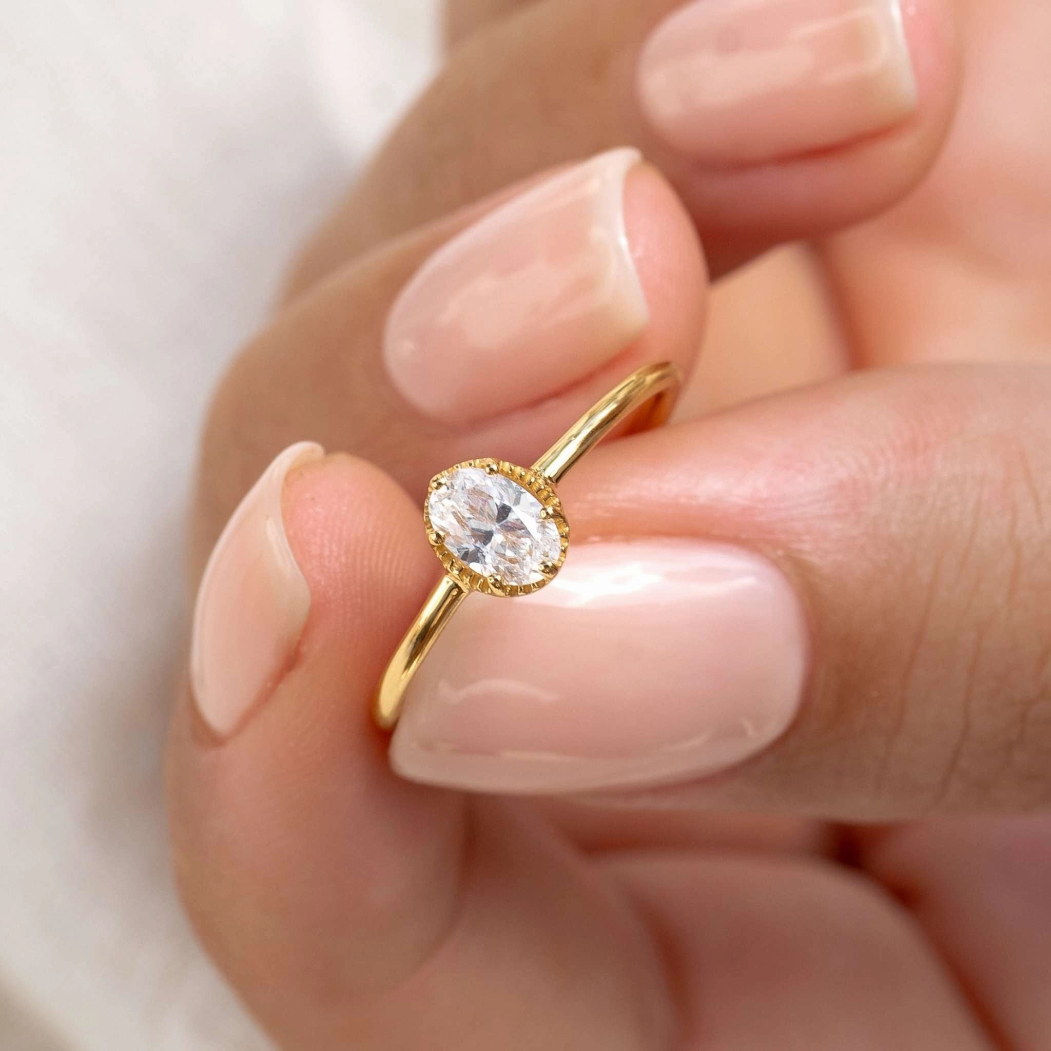 Gemstone Ring - Monica Feminine Accent Shimmering Form