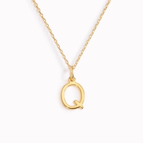 Cultural Touch Q Necklace / Gold Initial Necklace