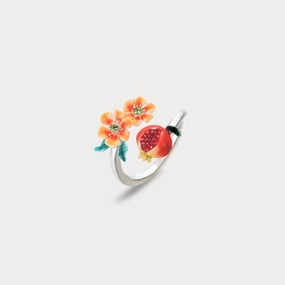 Sliver Pomegranate Flower Ring Dusk Style Radiant Pieces