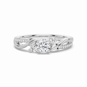 Sleek Finish Three Stone Lab Grown Diamond Twisted Band Promise Ring