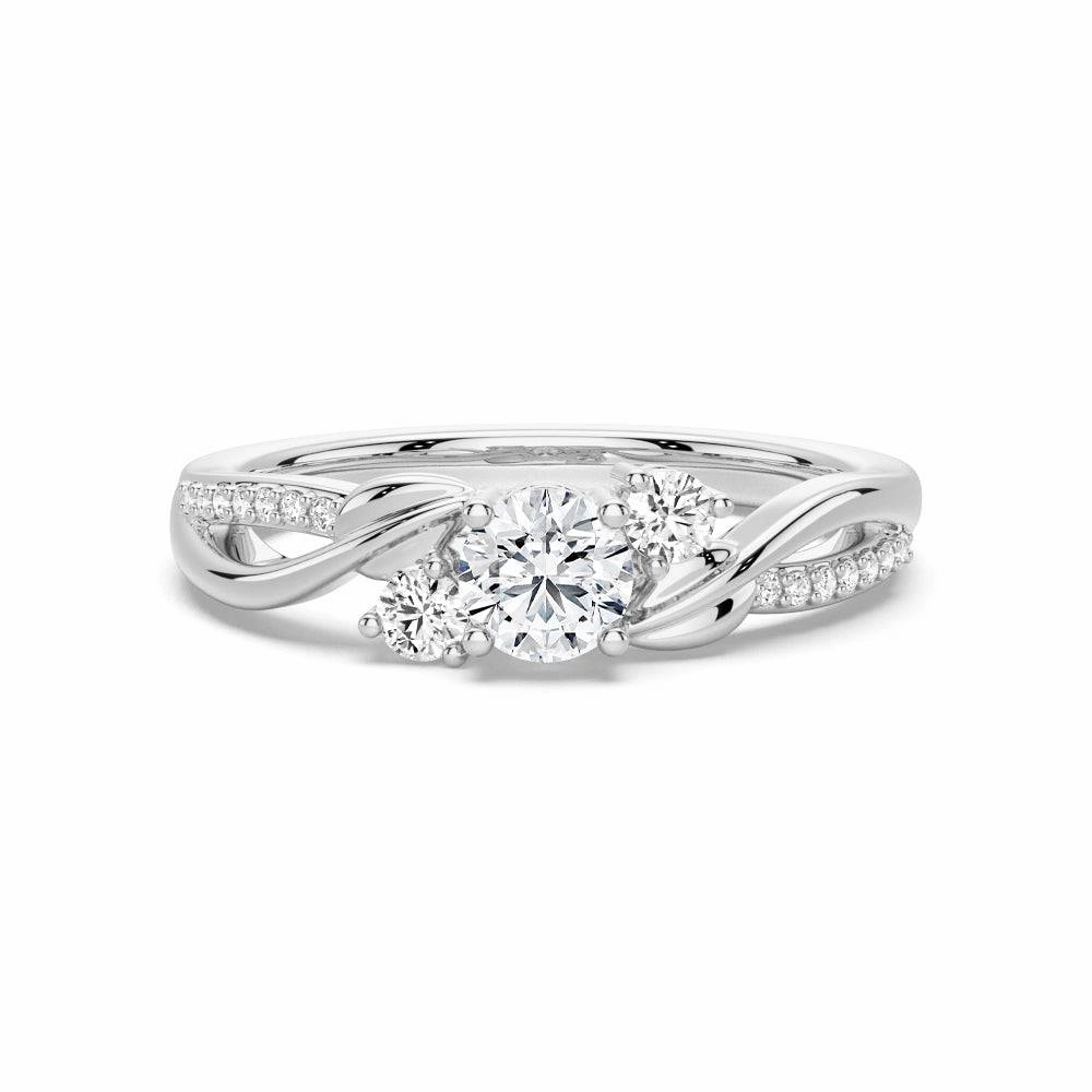 Three Stone Lab Grown Diamond Twisted Band Promise Ring Charming Shine