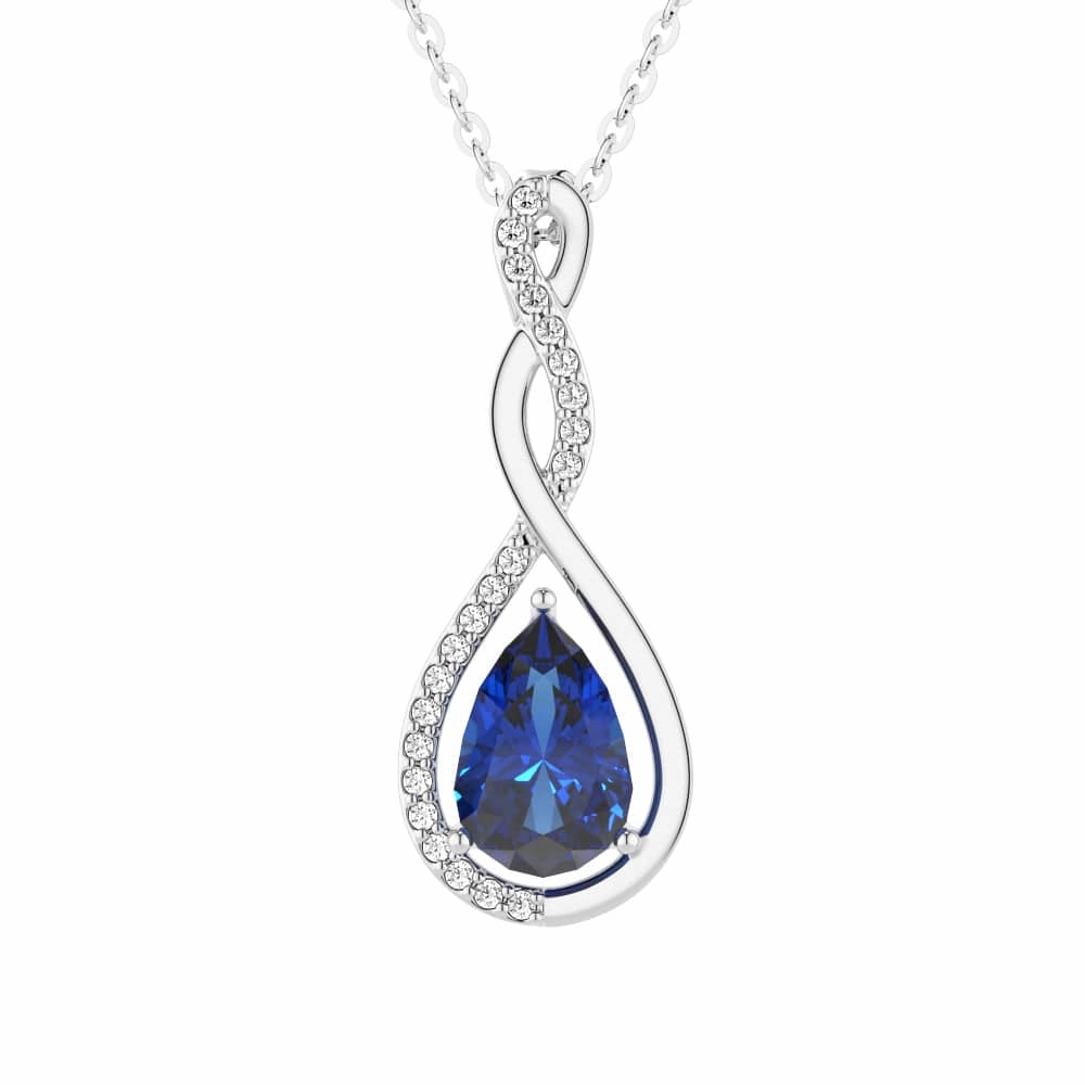 1.61 CT. Twisted Infinity Floating Blue Sapphire Drop Pendant Classic Craftwork Luxury Choice