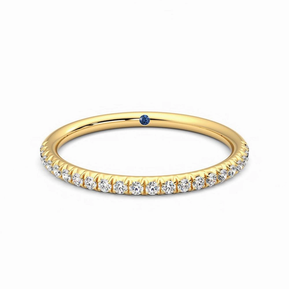 Fresh Form Half Eternity Pav?? Set Moissanite Wedding Band with Anniversary Stone Accent