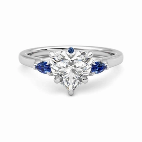 Three Stone Heart Shaped Moissanite Engagement Ring with Hidden Anniversary Stone Accent Versatile Charm Evening Detail