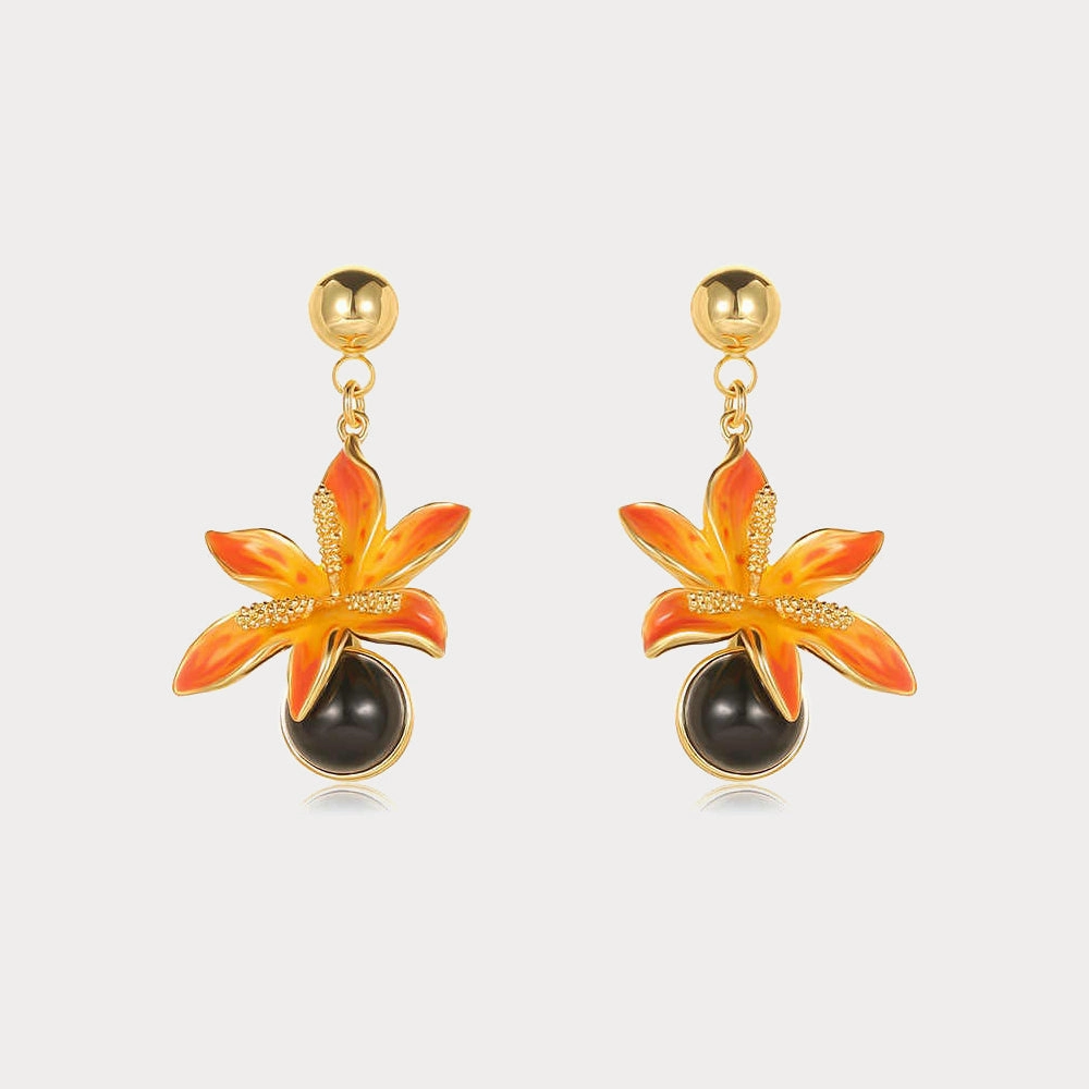 Leopard Flower Earrings Simple Style