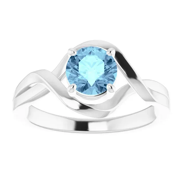 Everyday Function Smart Design 14K White Aquamarine Ring