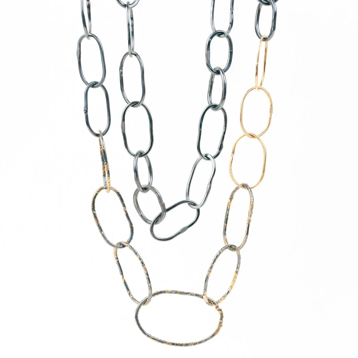 Everyday Spark Sophisticated Pieces Organic Chain Link Necklace - 18k Gold Fused with Oxidized Silver