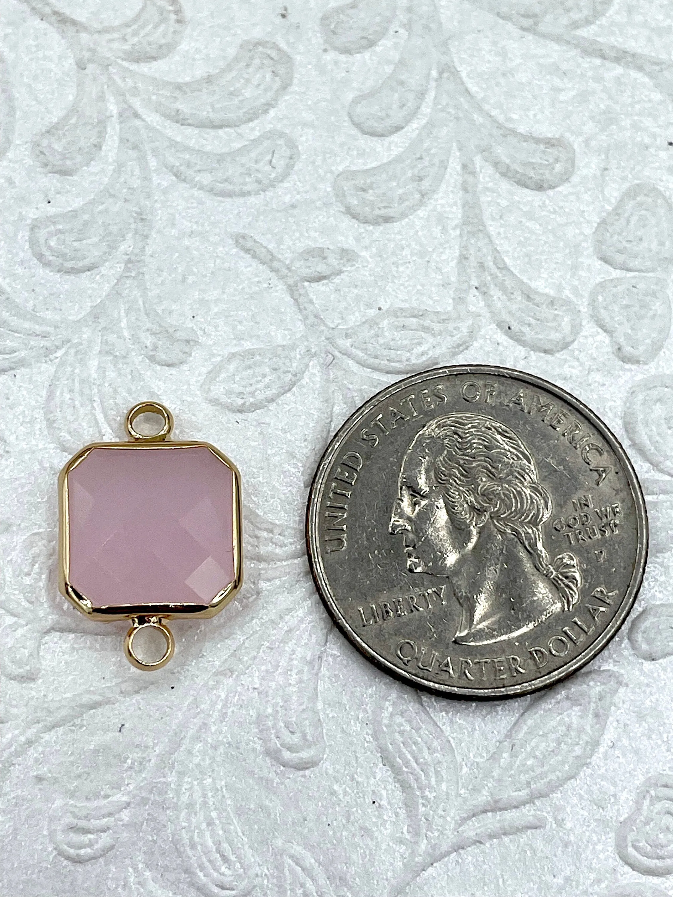 Gold Trimmed Colorful Square Crystals, Gold trimmed Connectors, Gold Trimmed Crystal Charm/connectors. Colorful Crystals 8 Styles, Fast Ship premium design Urban Fashion