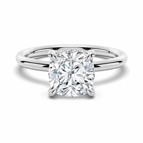Cushion Cut Solitaire Moissanite Engagement Ring With Hidden Halo Urban Edge