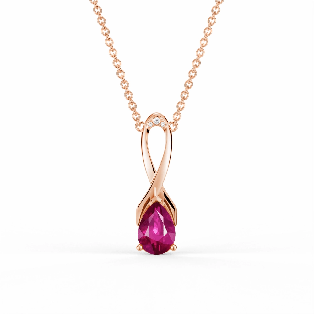 "You Are Supported And Protected" Pink Sapphire Necklace With Ribbon Shiny Jewelry Design