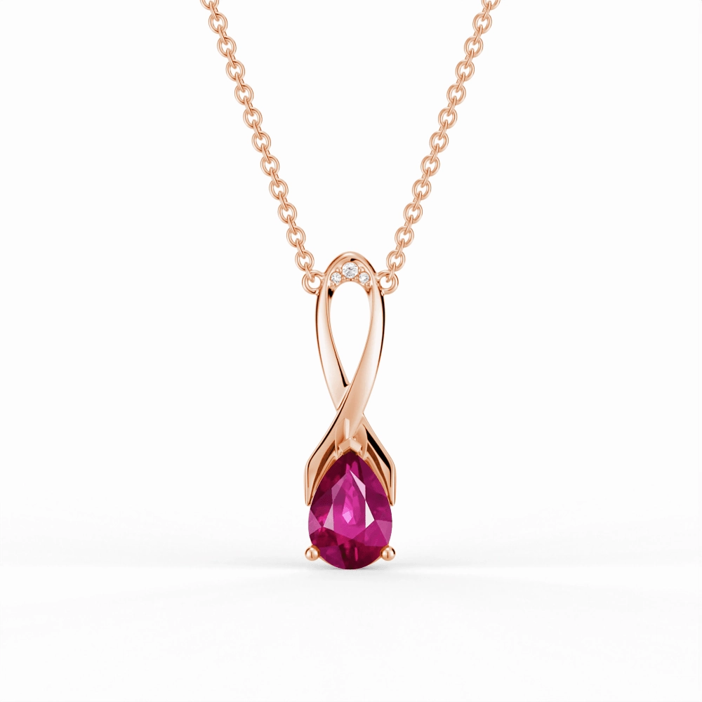 Unique Style "You Are Supported And Protected" Pink Sapphire Necklace With Ribbon