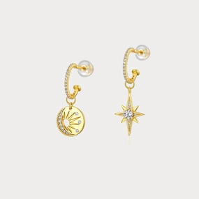 Sun and Star Earrings Wedding Trinket Lustrous Piece