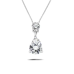 Handmade Jewelry High-Quality Gift Elegant 2 Carat Round and Pear Cut Moissanite Pendant Necklace for Women in 18k White Gold over Silver