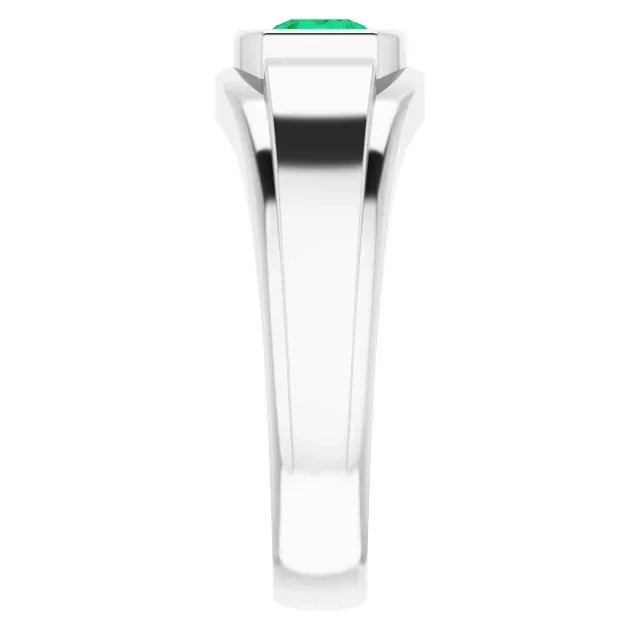 Beautiful Embellishment Platinum Emerald & .08 CTW Diamond Men's Ring