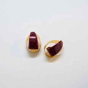 Vintage Gold and Maroon Ribbon Earrings Elegant Shine Design Trendy Charm