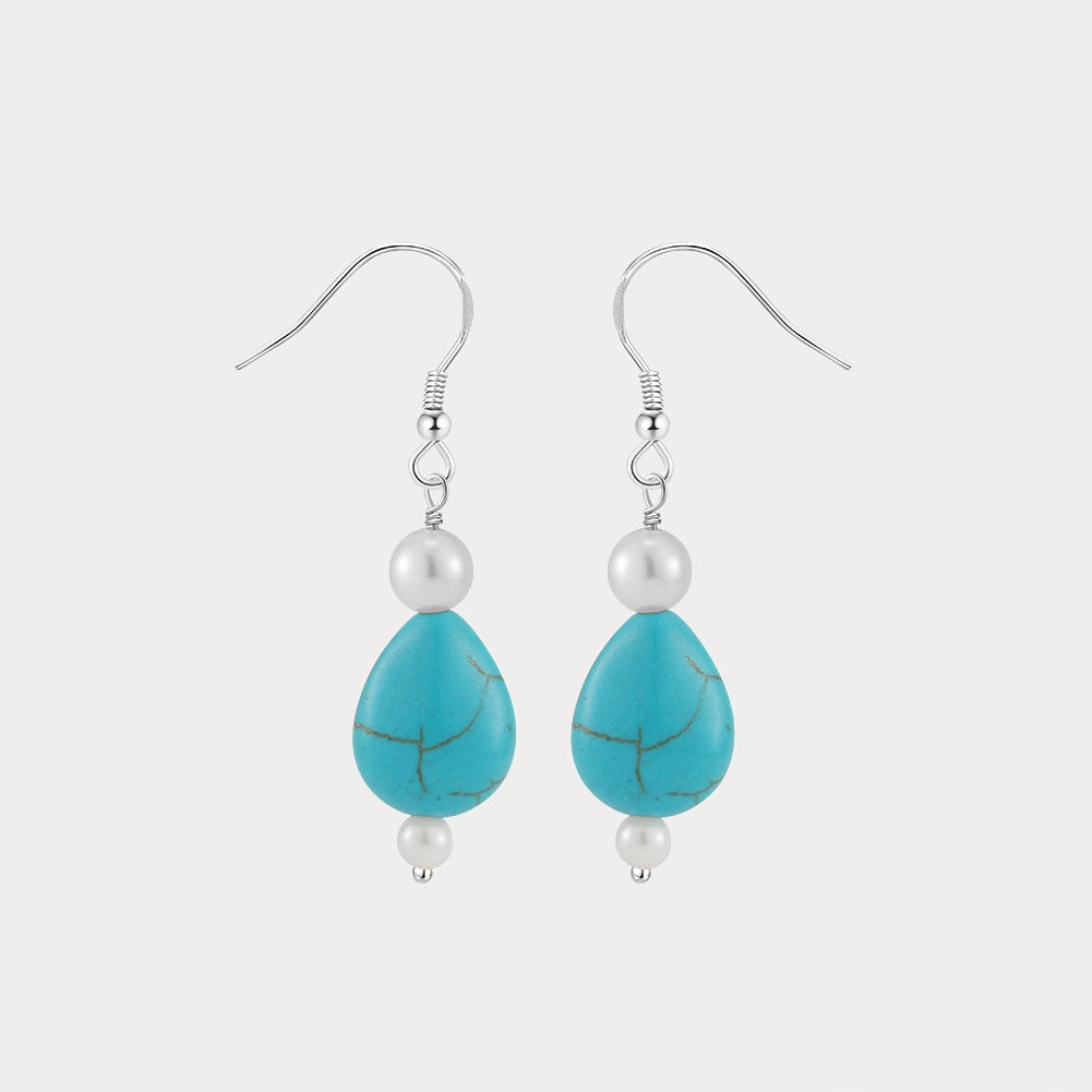 Dainty Accessory Party Accent Teardrop Turquoise Pearl Earrings