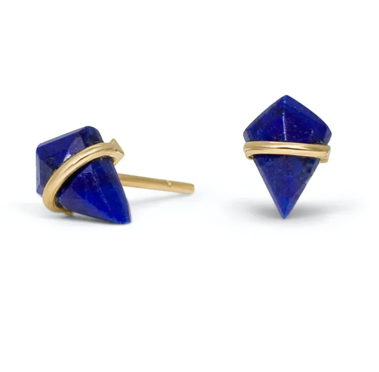 Teeny Kite Stone Studs - 18k Gold Modern Minimal