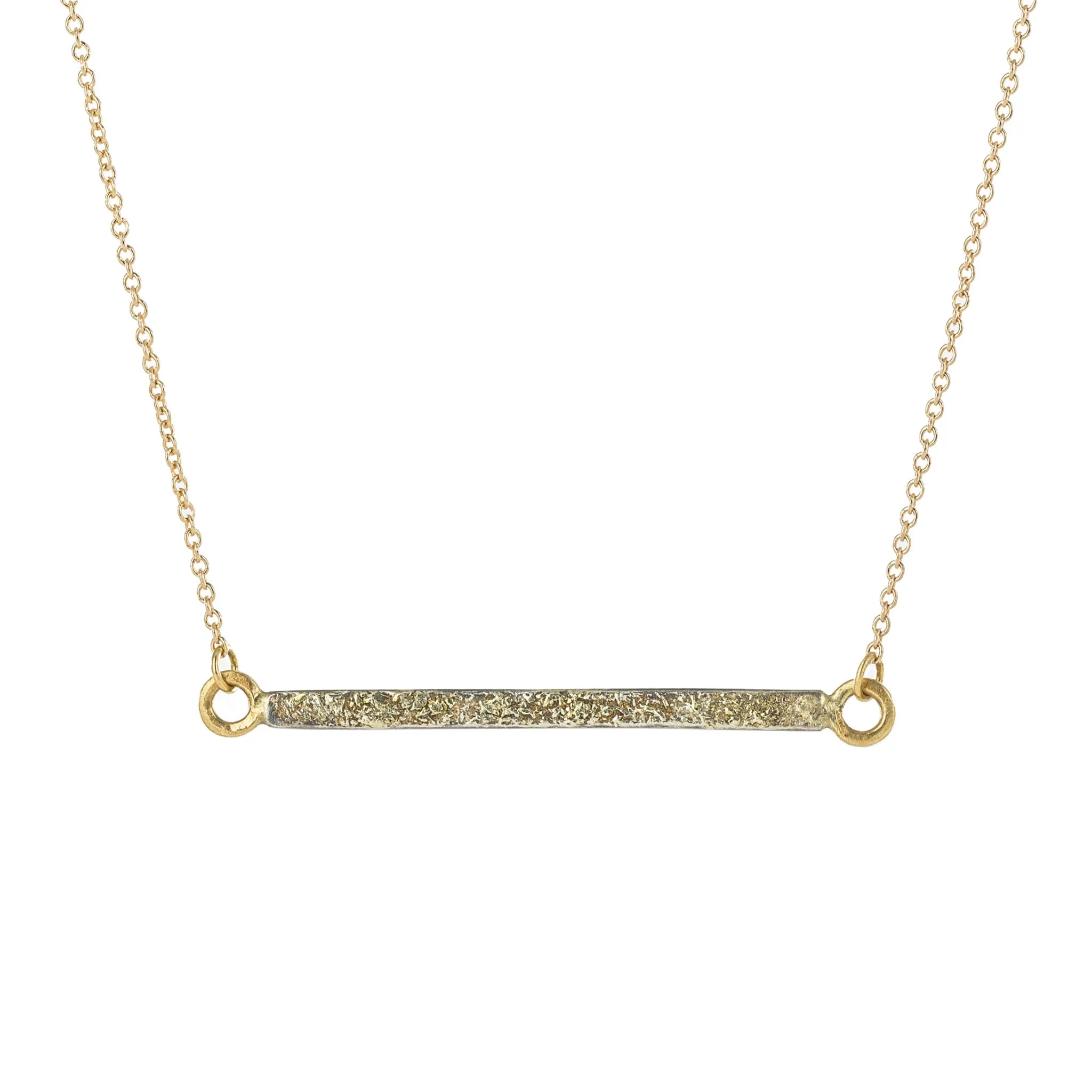 Terra Bar Necklace - 22k/18k Gold   Oxidized Silver Flat Shot