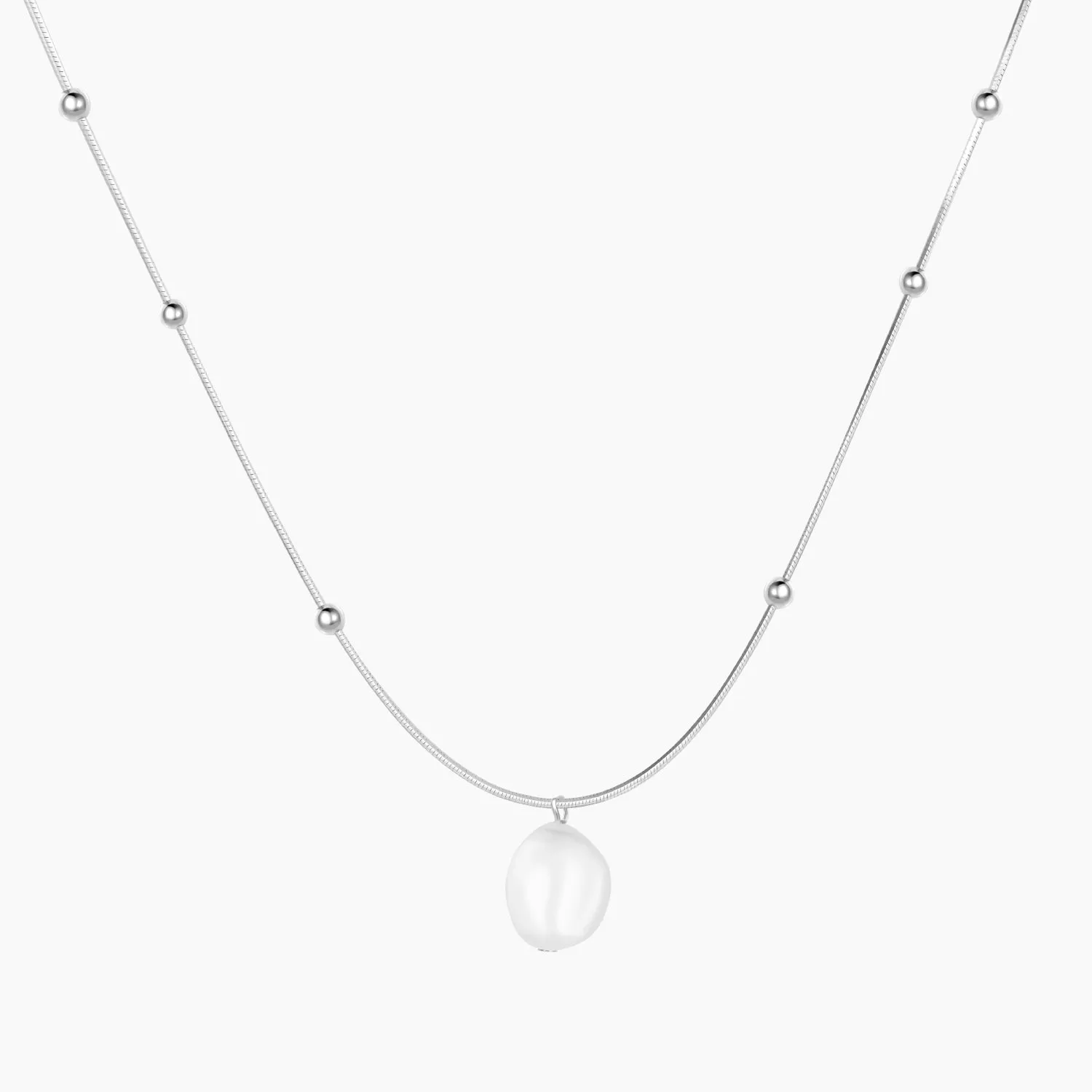 Occasion Wear Radiant Jewelry Shine Baroque Pearl Sterling Silver Bead Chain Necklace