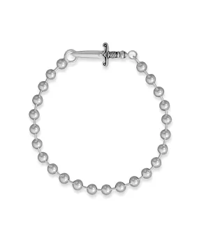 Mens Polished Bead with Sword Clasp 8-inch Bracelet Sterling Silver Bold piece Elegant Form