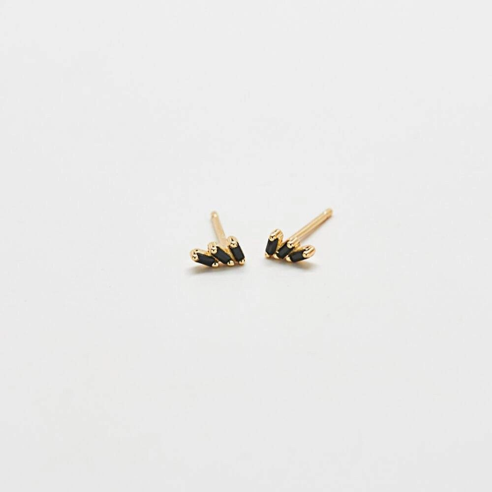 Black Triple Baguette Gold Studs Custom Jewelry Design Charming Jewelry Shine