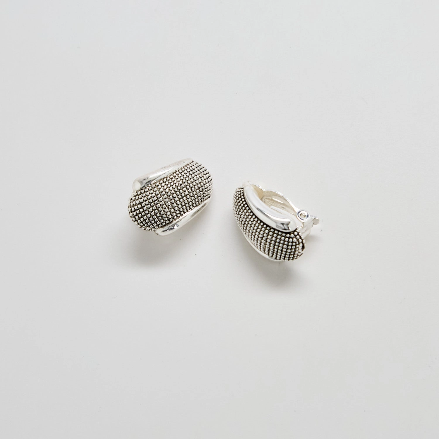 Textured Silver Clip-On Earrings Sparkle Ready Minimal Fashion