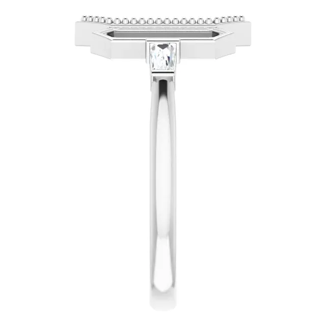 14K White 1/8 CTW Diamond Geometric Ring Affordable Look Design innovation