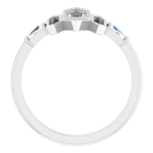 All Purpose 14K White 1/8 CTW Diamond Geometric Ring