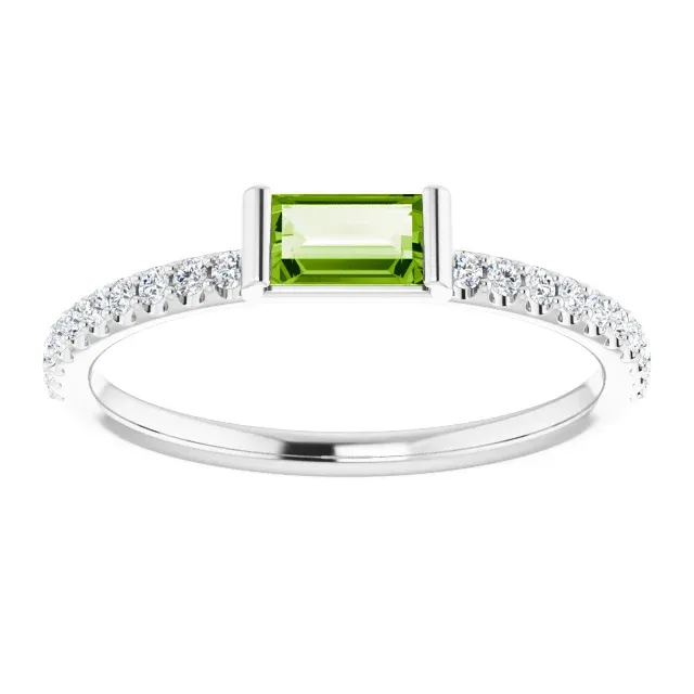 Fun Accessory Fashionable Item 14K White Peridot & 1/6 CTW Diamond Stackable Ring