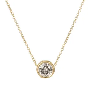 Night Mood Opulent Shine Timeless Solitaire Necklace - 18k/14k Gold   1 ctw Reclaimed Diamond