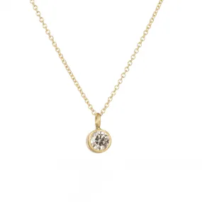Subtle Form Boho Charm Timeless Solitaire Necklace - 18k/14k Gold   .4 ctw Reclaimed Diamond