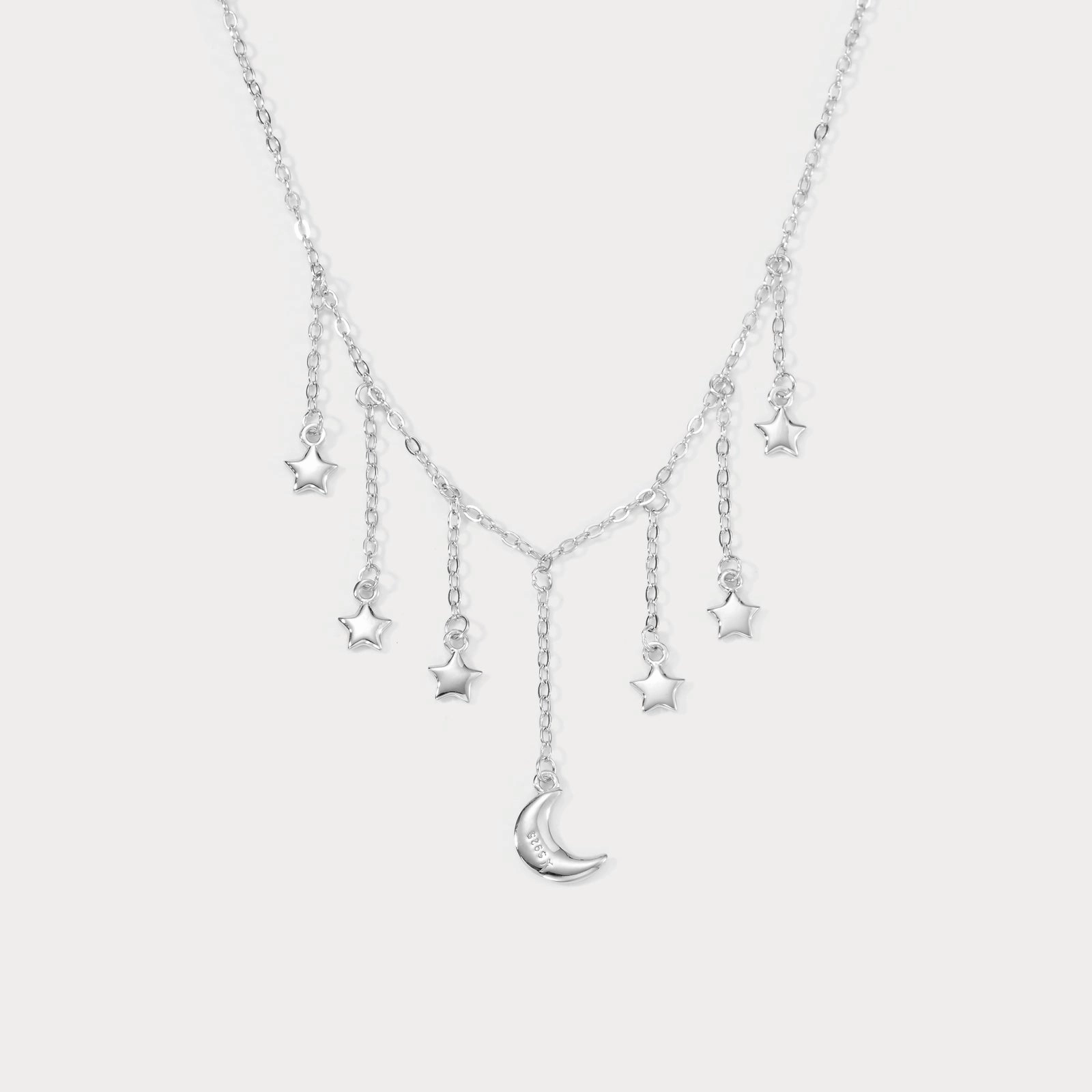 Moon and Star Tassel Necklace Brilliant Shine
