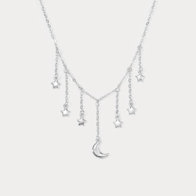Moon and Star Tassel Necklace Comfortable Fit Shiny Embellishments