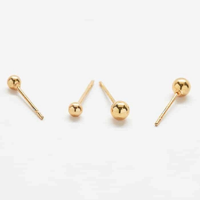 Gold Double Pack - Ball Stud Earrings Subdued Sparkle Charming Touch