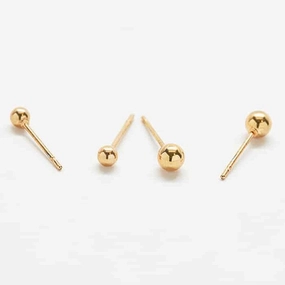 Gold Double Pack - Ball Stud Earrings Subdued Sparkle Charming Touch