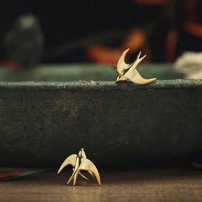 Sparkle Mood Flying Swallow Ear Cuffs