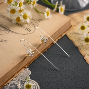 Silver Lily Earrings Sparkle Mood Golden Tone