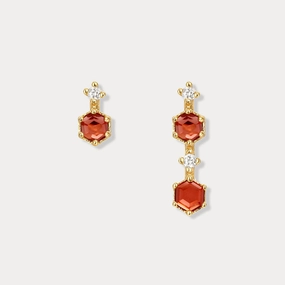 Asymmetric Garnet Earrings Layer Friendly Polished Style