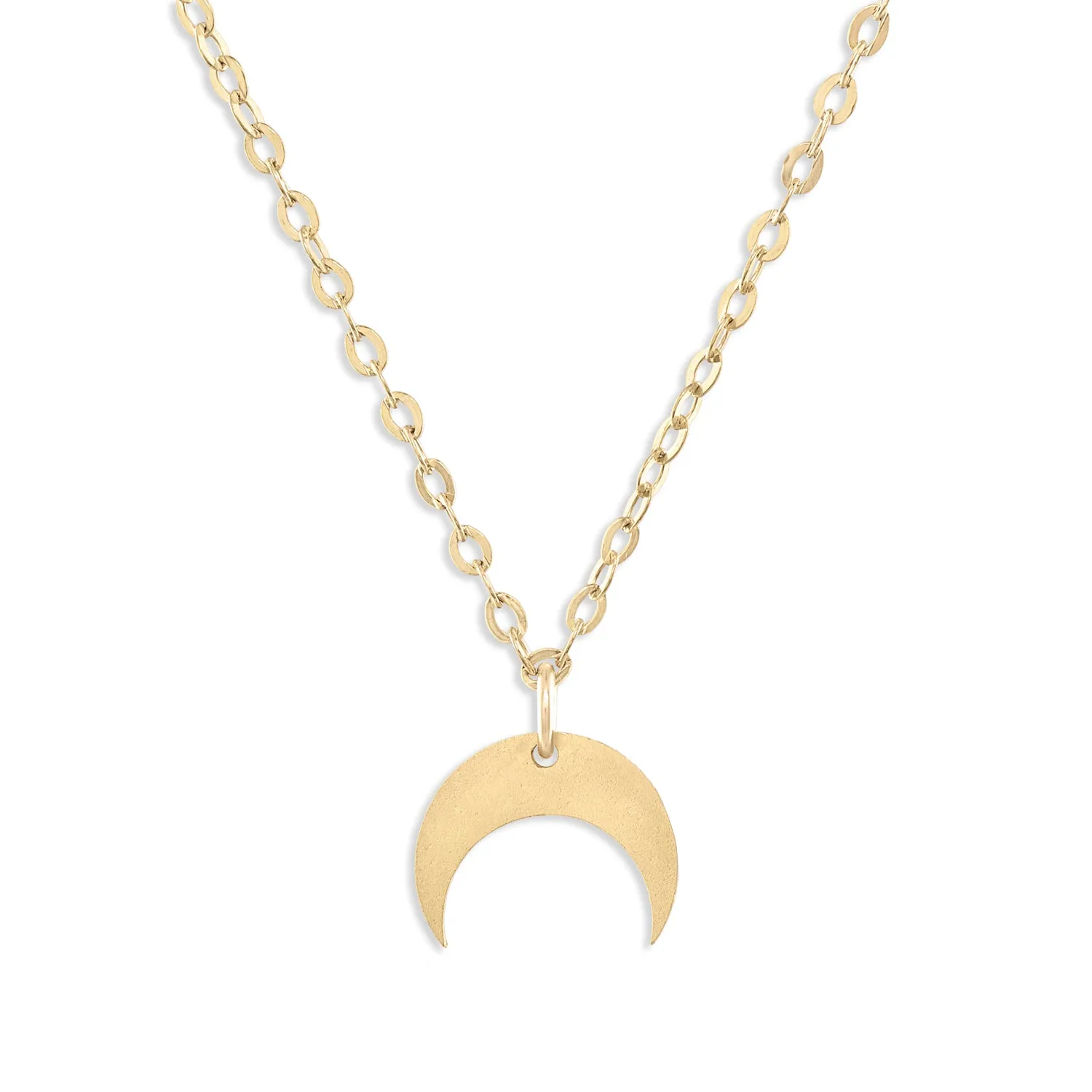 Tiny Crescent Moon Charm Necklace Handmade Art