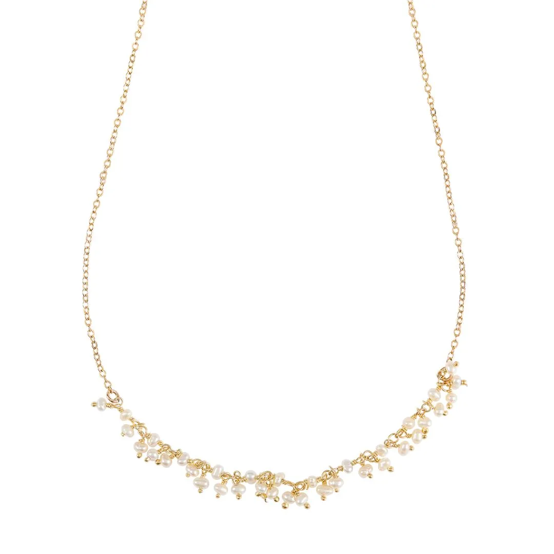 Tiny Pearls Cluster Necklace Simple Piece