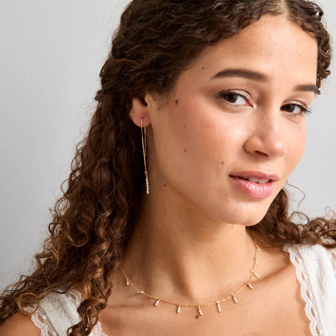 Tiny Rice Pearls Drops Necklace Amazing Gift