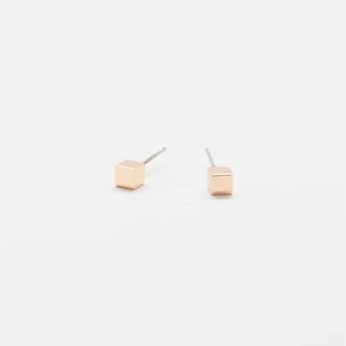 Timeless Jewelry Unique Spark Tiny Gold Cube Square Earrings
