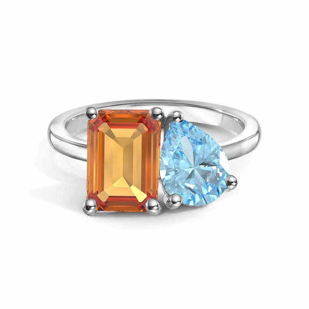 Toi et Moi Personalized Citrine Birthstone Anniversary Ring Sun-Kissed Look