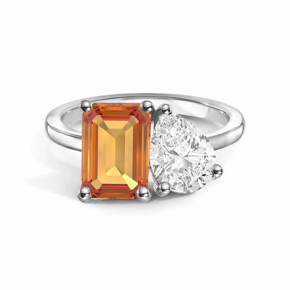 Timeless Look Toi et Moi Personalized Citrine Birthstone Anniversary Ring