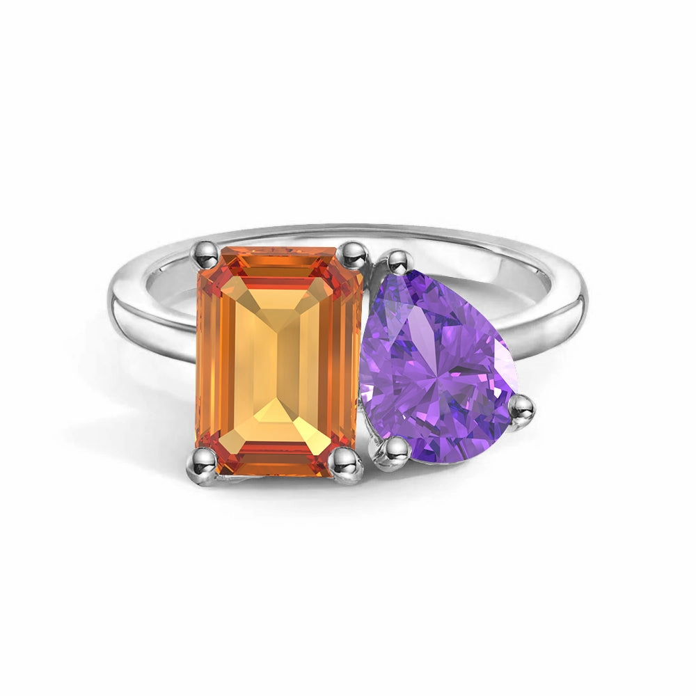 Toi et Moi Personalized Citrine Birthstone Anniversary Ring Luxury Charm Seasonal Pairing