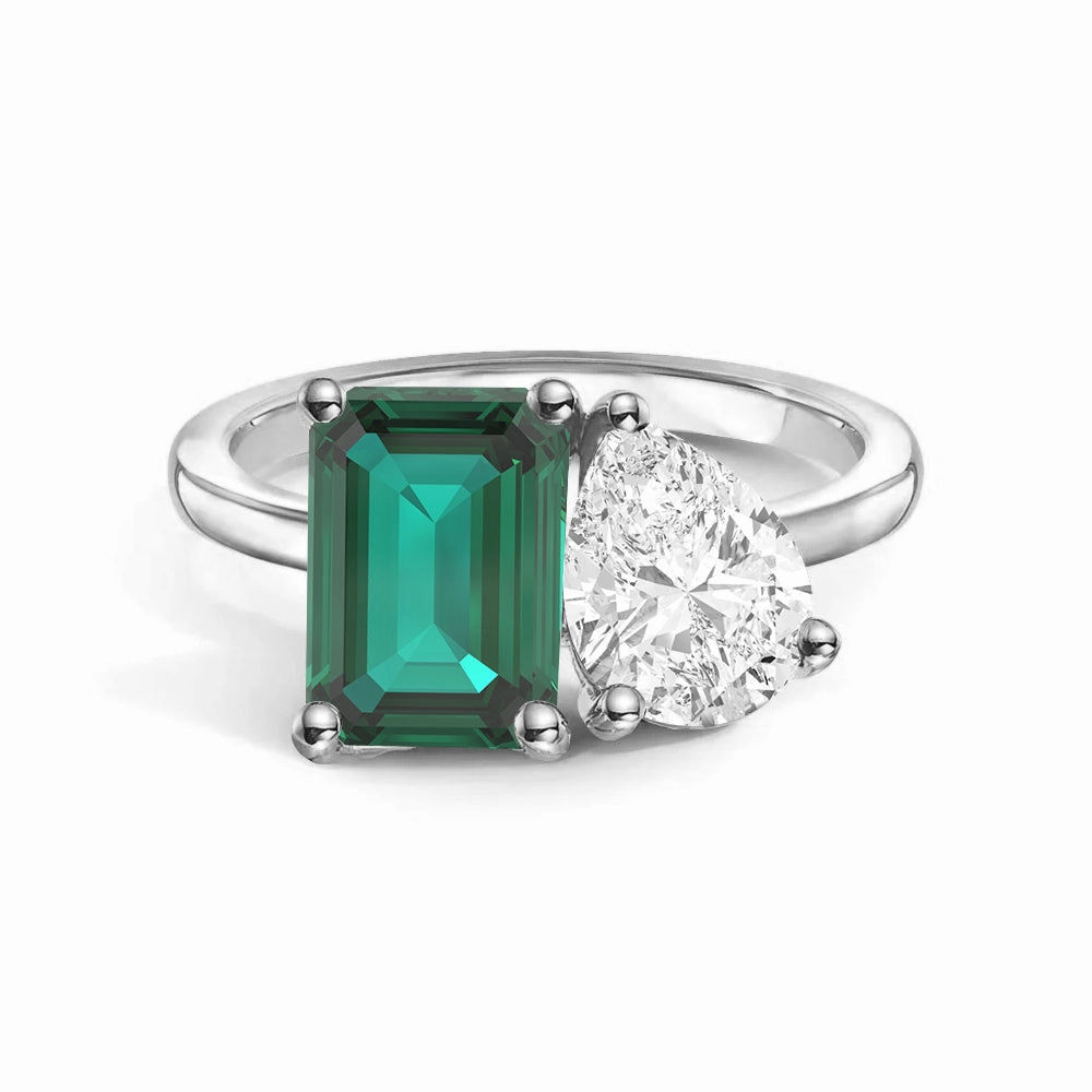 Formal Accessory Radiant Radiance Toi et Moi Personalized Emerald Birthstone Anniversary Ring