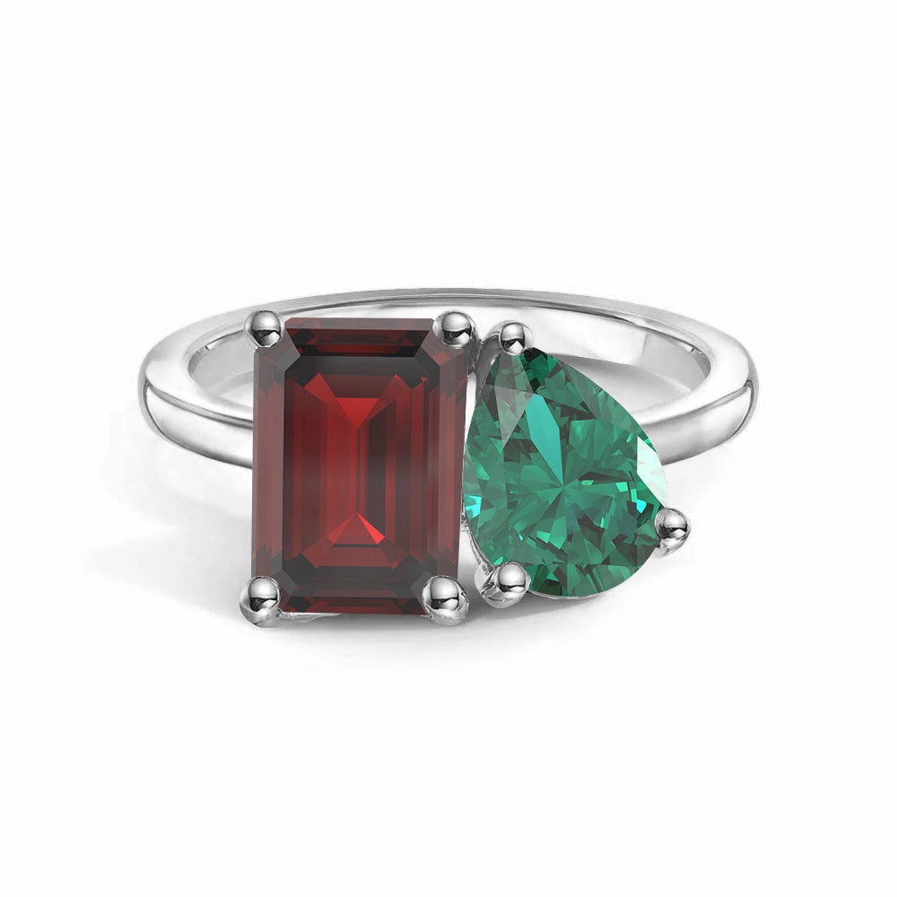 Toi et Moi Personalized Garnet Birthstone Anniversary Ring Luxury Jewelry